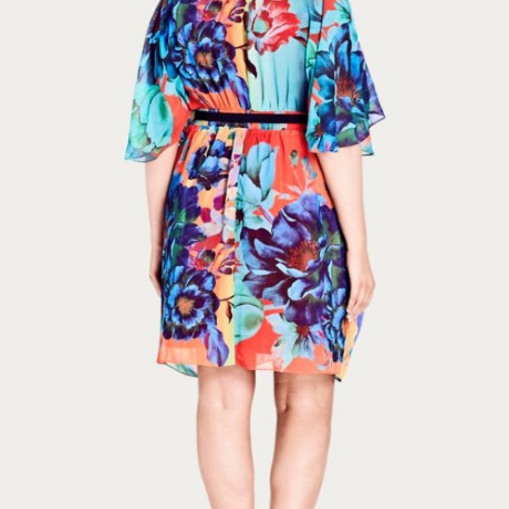 NWT City Chic Summer Faux Wrap Chiffon Dress - Picture 3 of 12